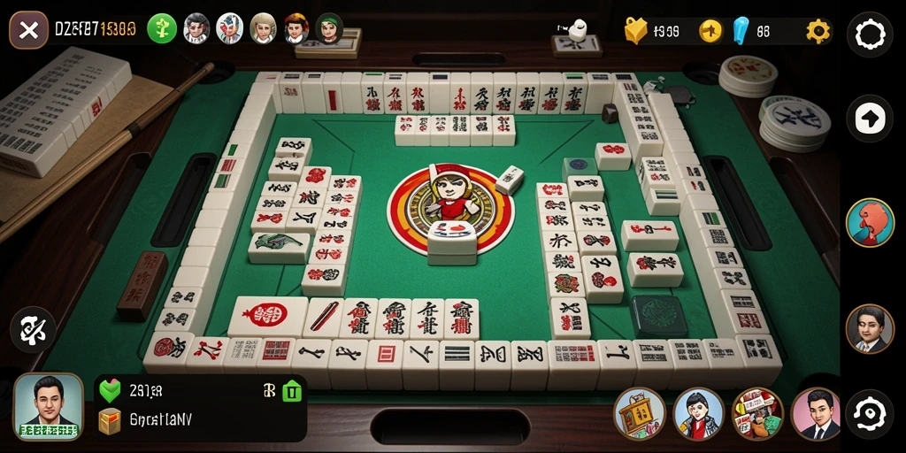 Tampilan gameplay D73 dengan ubin Mahjong yang berwarna-warni.