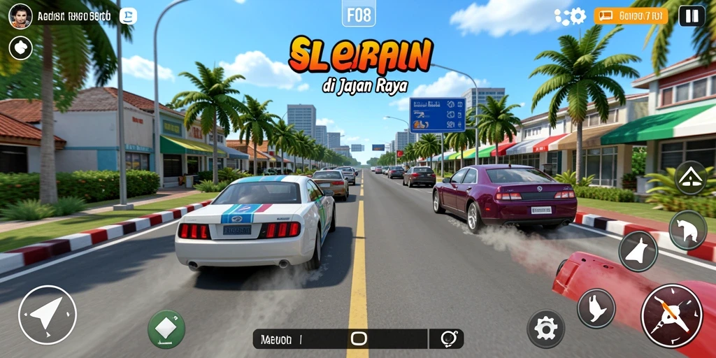 Tampilan penuh aksi dari gameplay F08 dalam balapan.