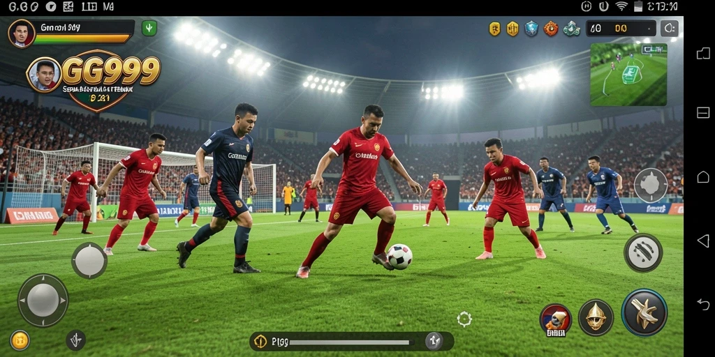 Tampilan gameplay GG999 yang menampilkan aksi sepak bola yang mendebarkan.