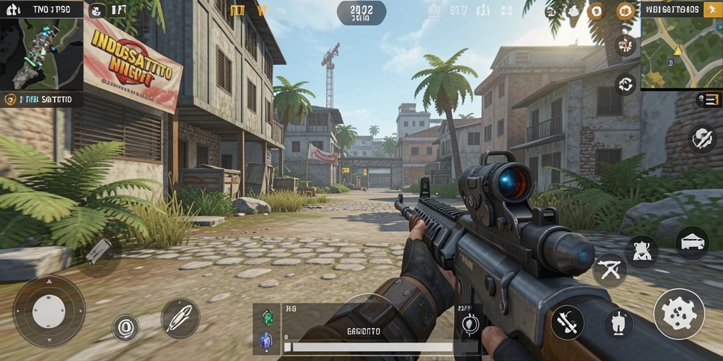Screenshot gameplay seru dari INDOSATTOTO dengan aksi tembak-menembak.