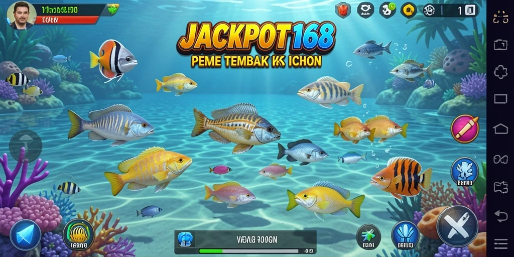 Tampilan gameplay seru dari JACKPOT168 saat menembak ikan.