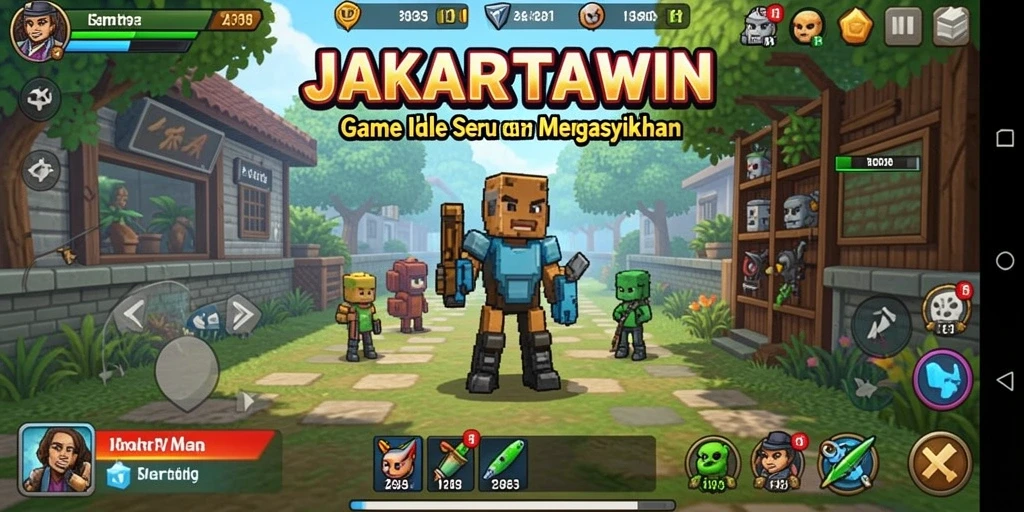 Tampilan gameplay menarik dari JAKARTAWIN yang menampilkan karakter dan sumber daya.