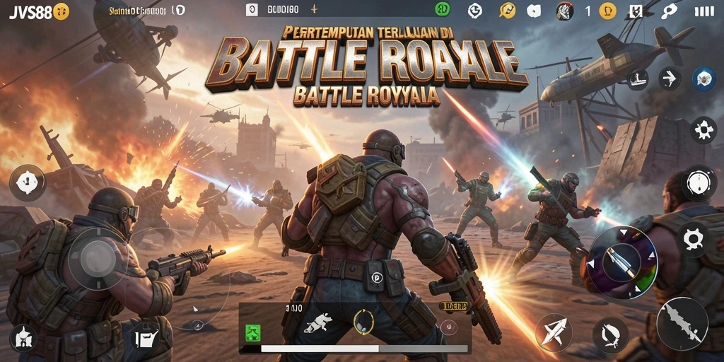 Tangkapan layar utama JVS88 menampilkan aksi seru Battle Royale