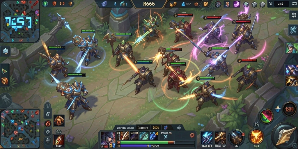 Screenshot mendalam dari gameplay seru di RR666 MOBA.