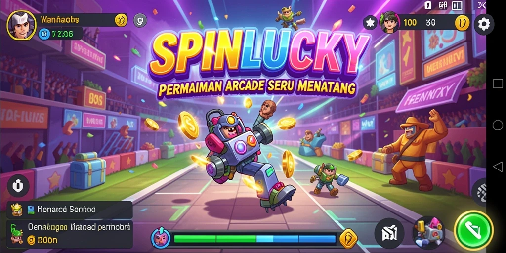 Tangkapan layar SPINLUCKY menampilkan aksi seru dalam permainan Arcade.