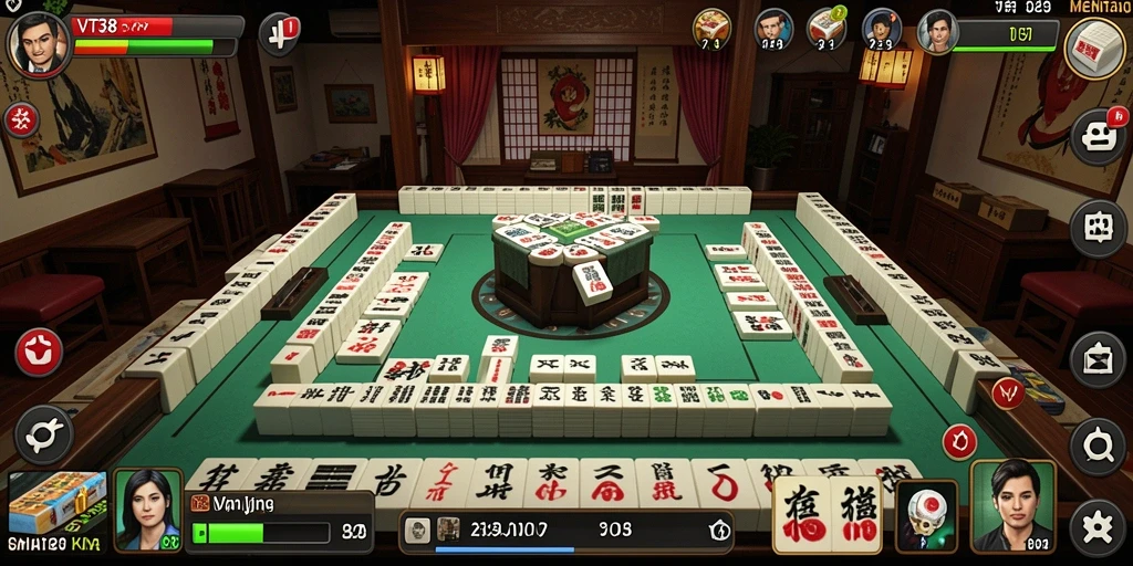 Screenshot menunjukkan gameplay seru VT38 dengan ubin yang berwarna-warni.
